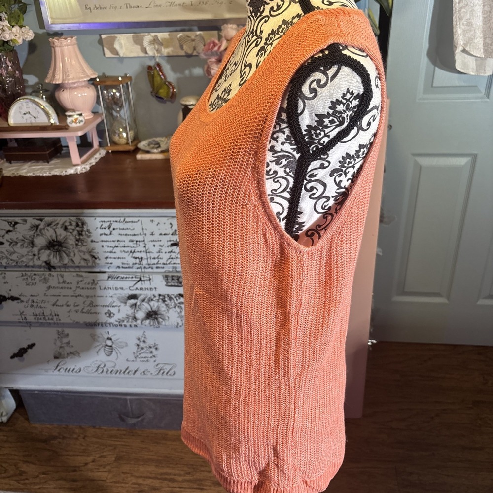 Talbots 100% Linen Sleeveless Sweater Sz XL. Peach Color. - Picture 7 of 7
